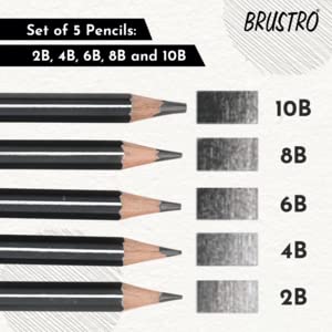 BRUSTRO Fine Art Graphite Pencil Set |10B - 2H | Pack of 12 with Elegant Tin Box