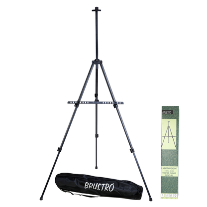 BRUSTRO Artists Lightweight Metal Easel | Holds Canvas from 6" to 32" | Portable, Multifunctional, Foldable, Ideal for Painting Display, field & tabletop with Weatherproof Carry Bag