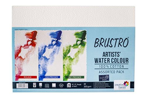 Brustro Artists’ Watercolour paper 100% cotton CP 300 Gsm A2 (5 Sheets)