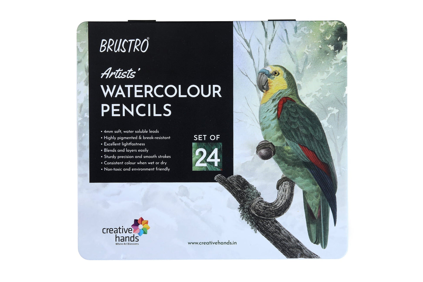 BRUSTRO Artists Watercolour Pencil |Set of 24 (in Elegant tin Box)
