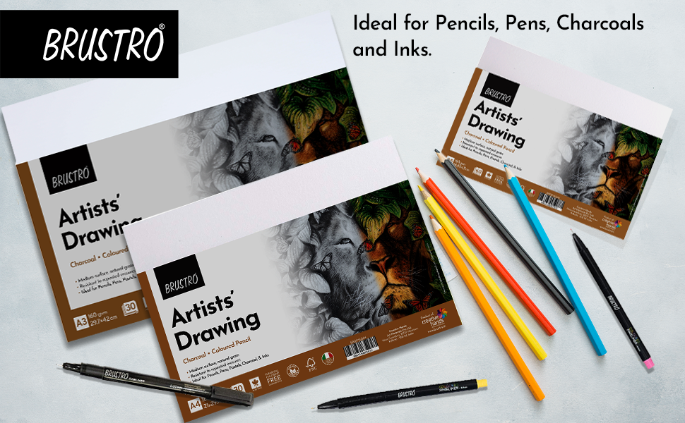 Brustro Artists Drawing Paper 160 GSM A3 Size, Pack of 30 Sheets