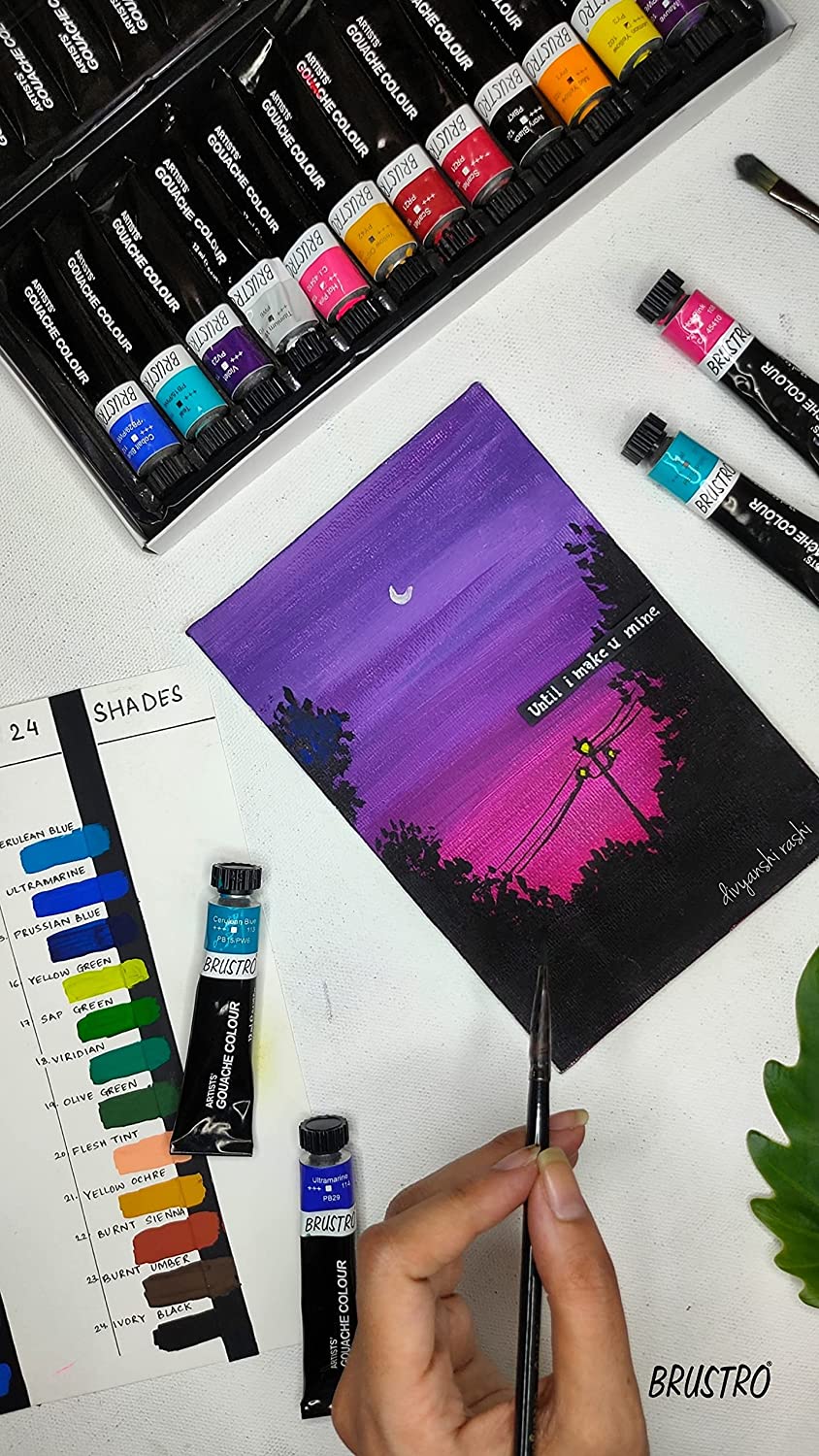 BRUSTRO Artists Gouache Colour | Set of 12 Colours X 12ml Tubes |Opaque Colors,Intermixable