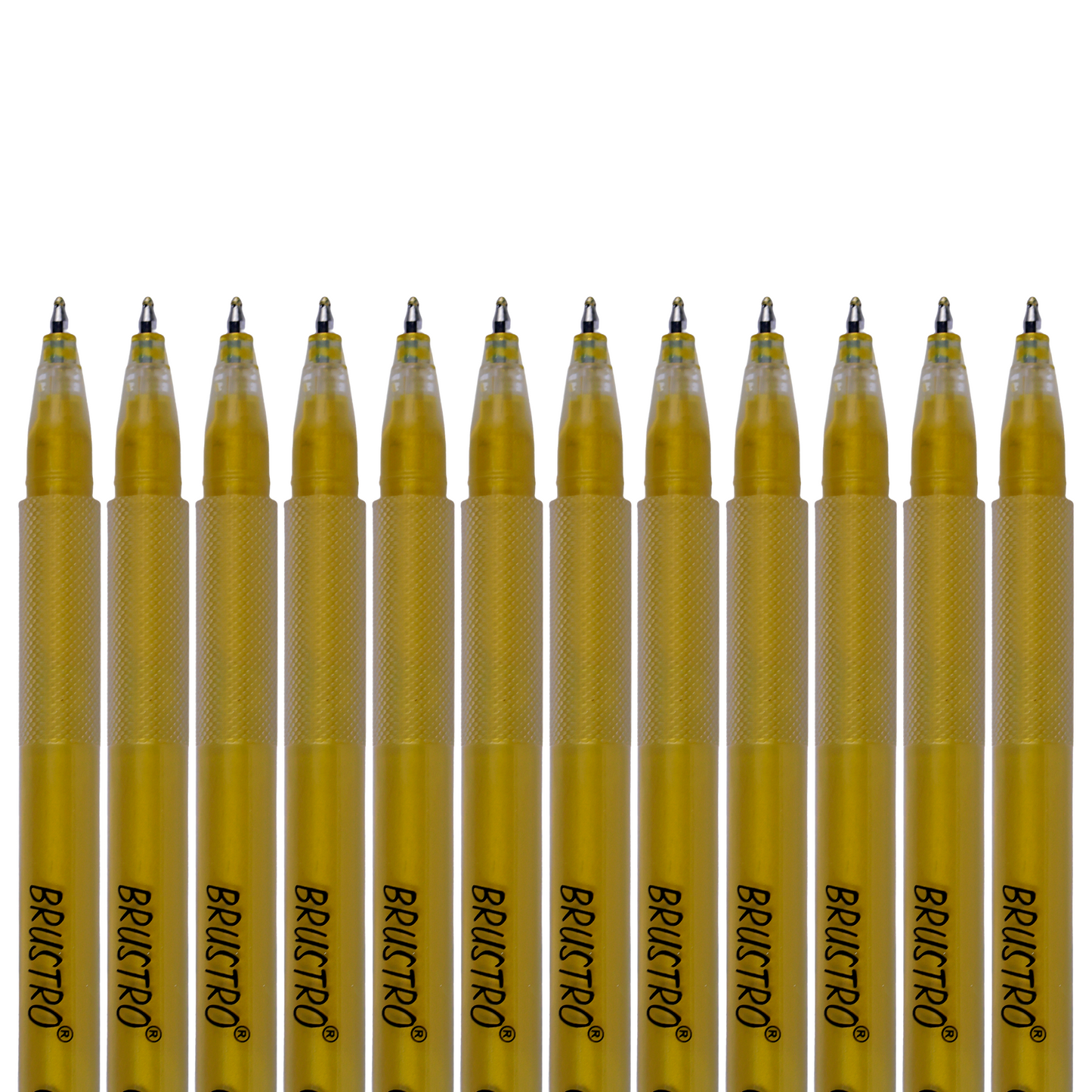 BRUSTRO Gold Gel Pen|Pack of 12 - 1mm Metal Tip,Opaque and Viscous Ink