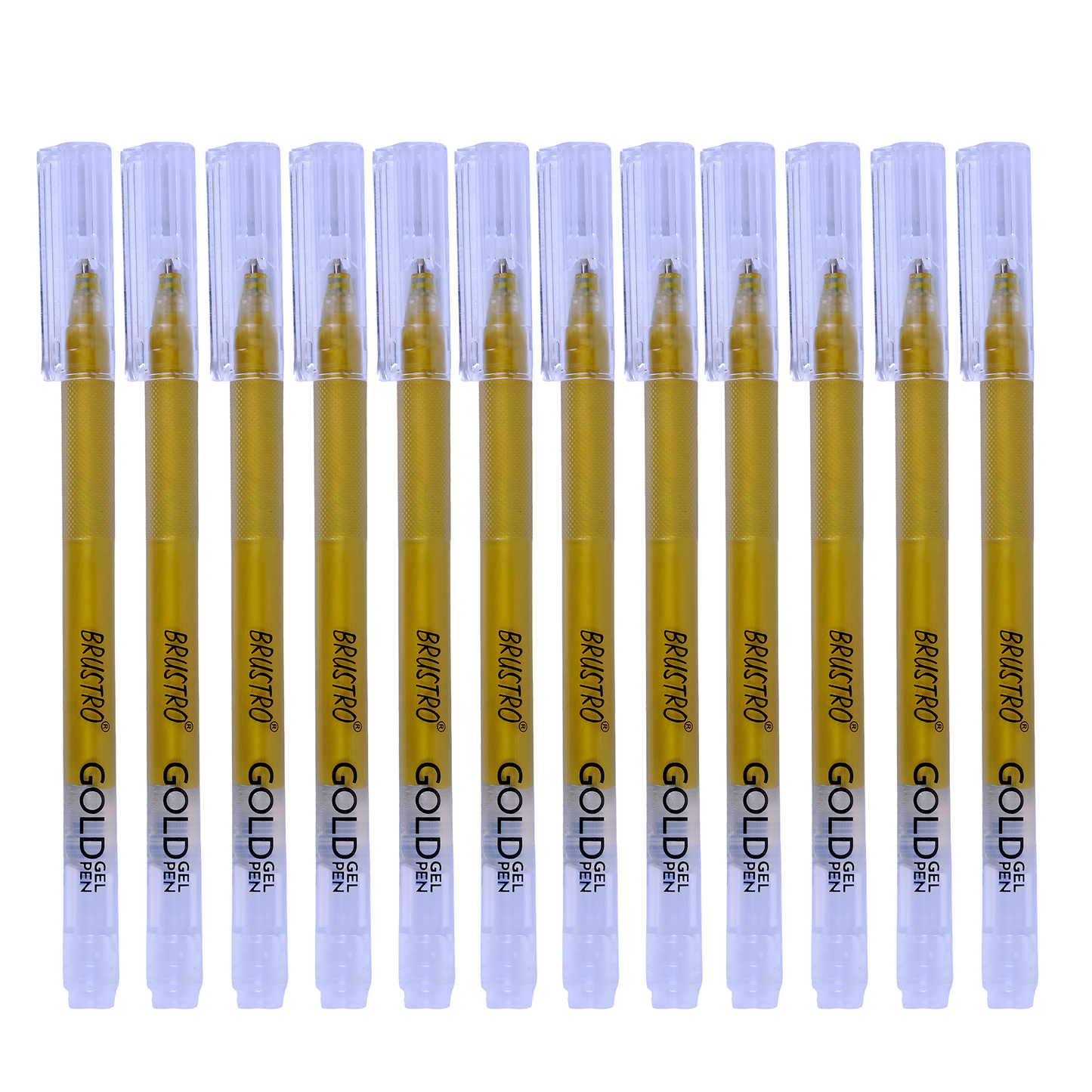BRUSTRO Gold Gel Pen|Pack of 12 - 1mm Metal Tip,Opaque and Viscous Ink