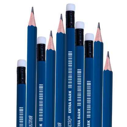 BRUSTRO Extra Dark Pencils |Black, Pack of 2 (Total 20 Pencils)| Ideal for Drawing, Sketching, Mandala, Shading, Portrait for Artists, Fine Art Students.
