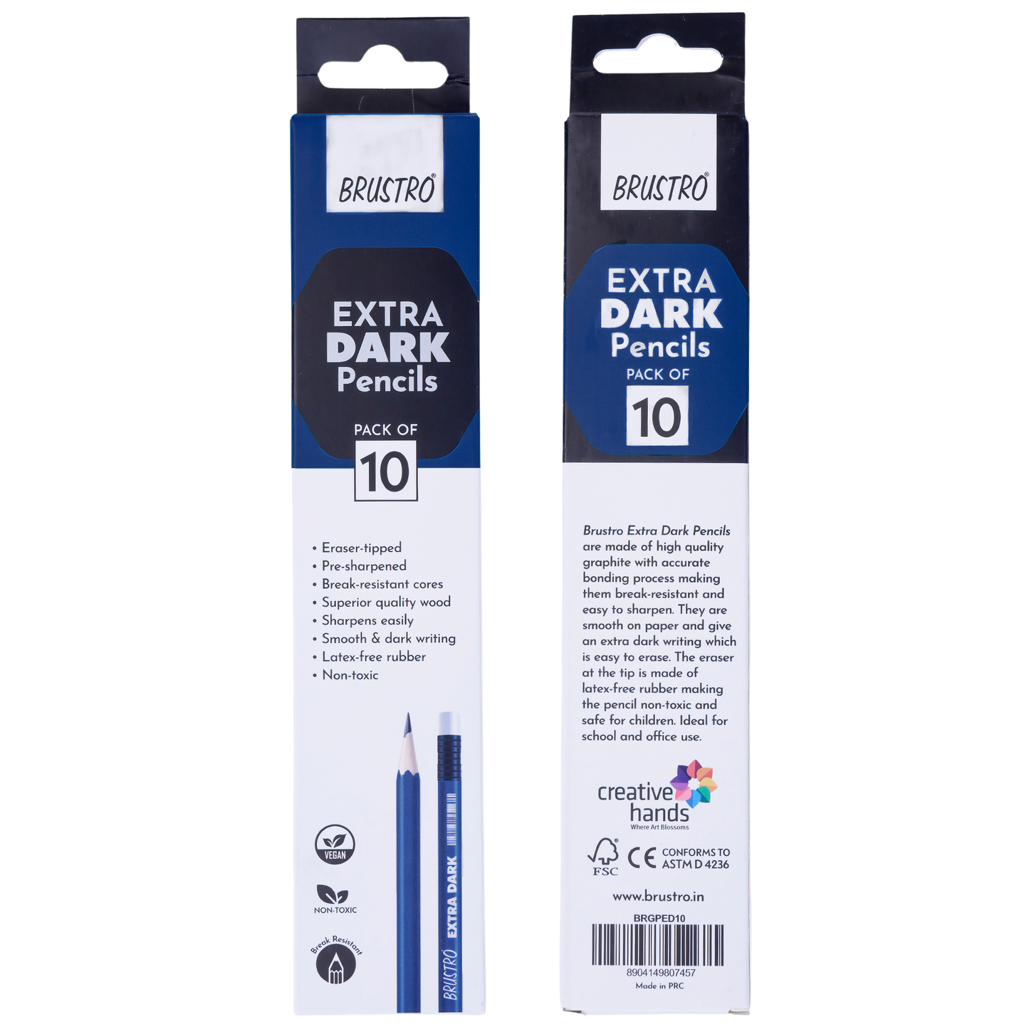 BRUSTRO Extra Dark Pencils |Black, Pack of 2 (Total 20 Pencils)| Ideal for Drawing, Sketching, Mandala, Shading, Portrait for Artists, Fine Art Students.