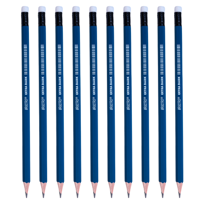 BRUSTRO Extra Dark Pencils |Black, Pack of 2 (Total 20 Pencils)| Ideal for Drawing, Sketching, Mandala, Shading, Portrait for Artists, Fine Art Students.