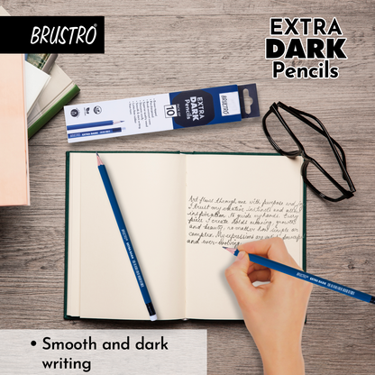 BRUSTRO Extra Dark Pencils |Black, Pack of 2 (Total 20 Pencils)| Ideal for Drawing, Sketching, Mandala, Shading, Portrait for Artists, Fine Art Students.