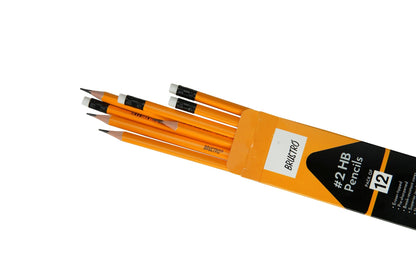 BRUSTRO 2HB Pencils |Pack of 2 (Total 24 Pencils)| Strong Grip, Extra Dark with Eraser Tip, Pre-Sharpened, Smooth Handwriting ,Ideal for Drawing,Sketching,Mandala,Graphite,Students,School,Office use