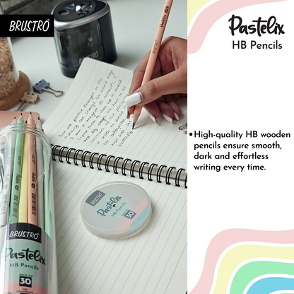Brustro Pastelix HB Pencils|Pack of 30 (5 Colours x 6 Pencils), 2.2mm Lead With Latex free Rubber,Pre-Sharpened