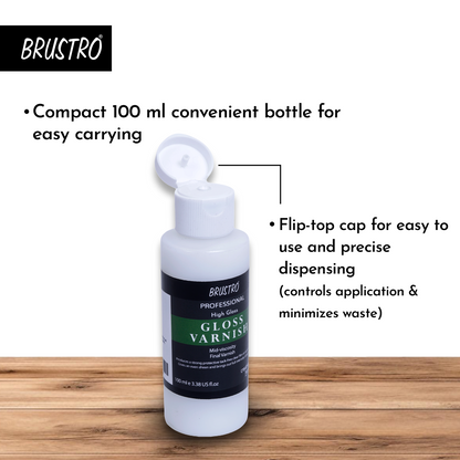 Brustro Professional High Gloss Varnish 100 Ml| Non-Yellowing,Transparent