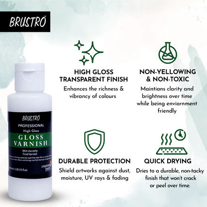 Brustro Professional High Gloss Varnish 100 Ml| Non-Yellowing,Transparent