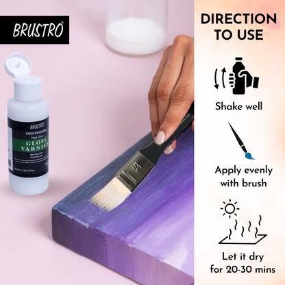 Brustro Professional High Gloss Varnish 100 Ml| Non-Yellowing,Transparent
