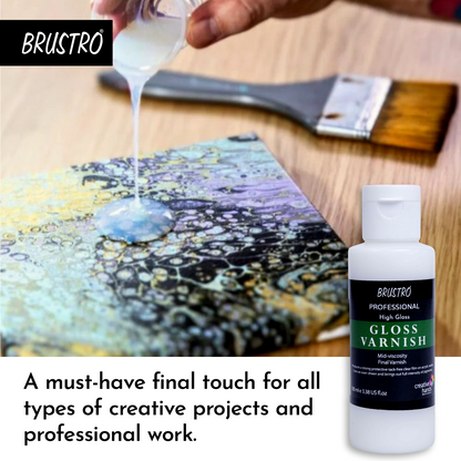Brustro Professional High Gloss Varnish 100 Ml| Non-Yellowing,Transparent