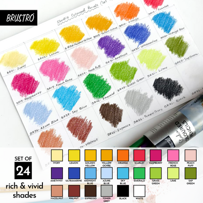 Brustro Studio Colour Pencil Set 24 in a Metal Tube| 3mm Lead,Pre-Sharpened
