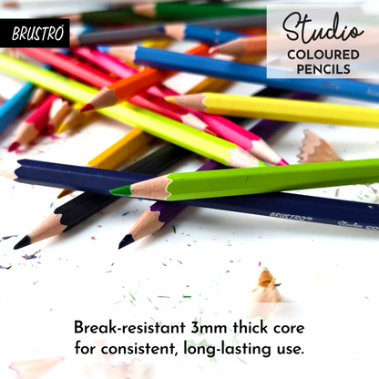 Brustro Studio Colour Pencil Set 24 in a Metal Tube| 3mm Lead,Pre-Sharpened