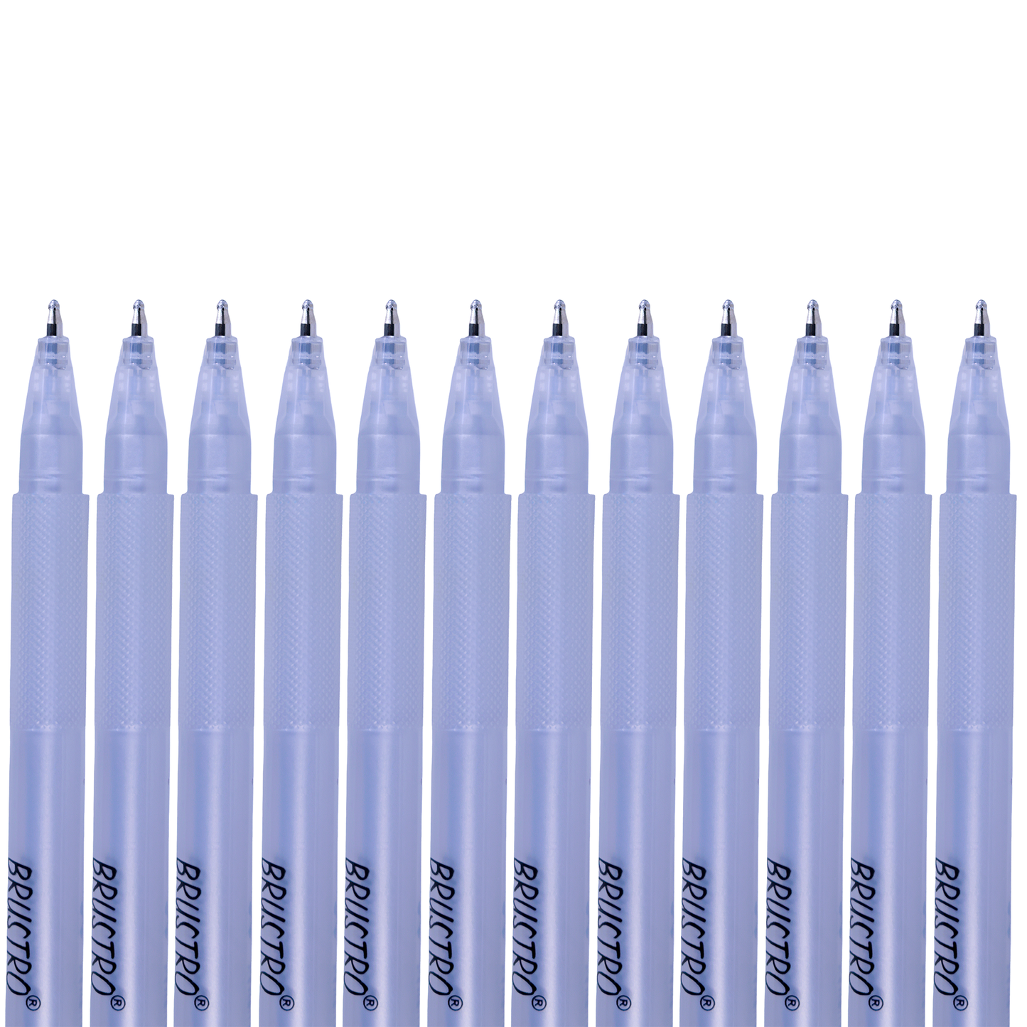BRUSTRO Silver Gel Pen|Pack of 12 - 1mm Metal Tip,Opaque and Viscous Ink