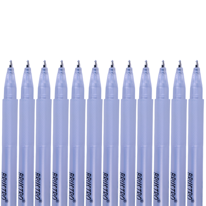 BRUSTRO Silver Gel Pen|Pack of 12 - 1mm Metal Tip,Opaque and Viscous Ink