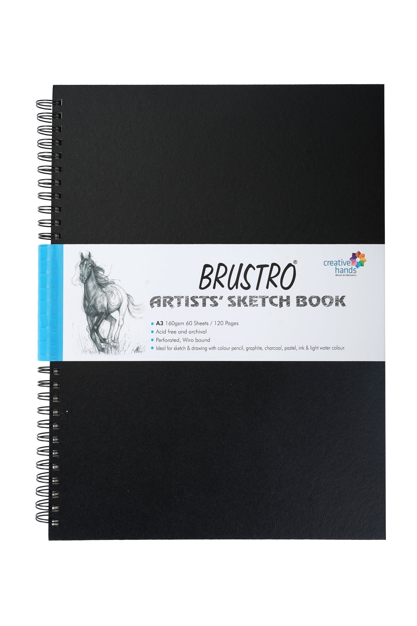 BRUSTRO Artists Wiro Bound Sketch Book| Spiral | A3 Size, 120 Pages, 160 GSM