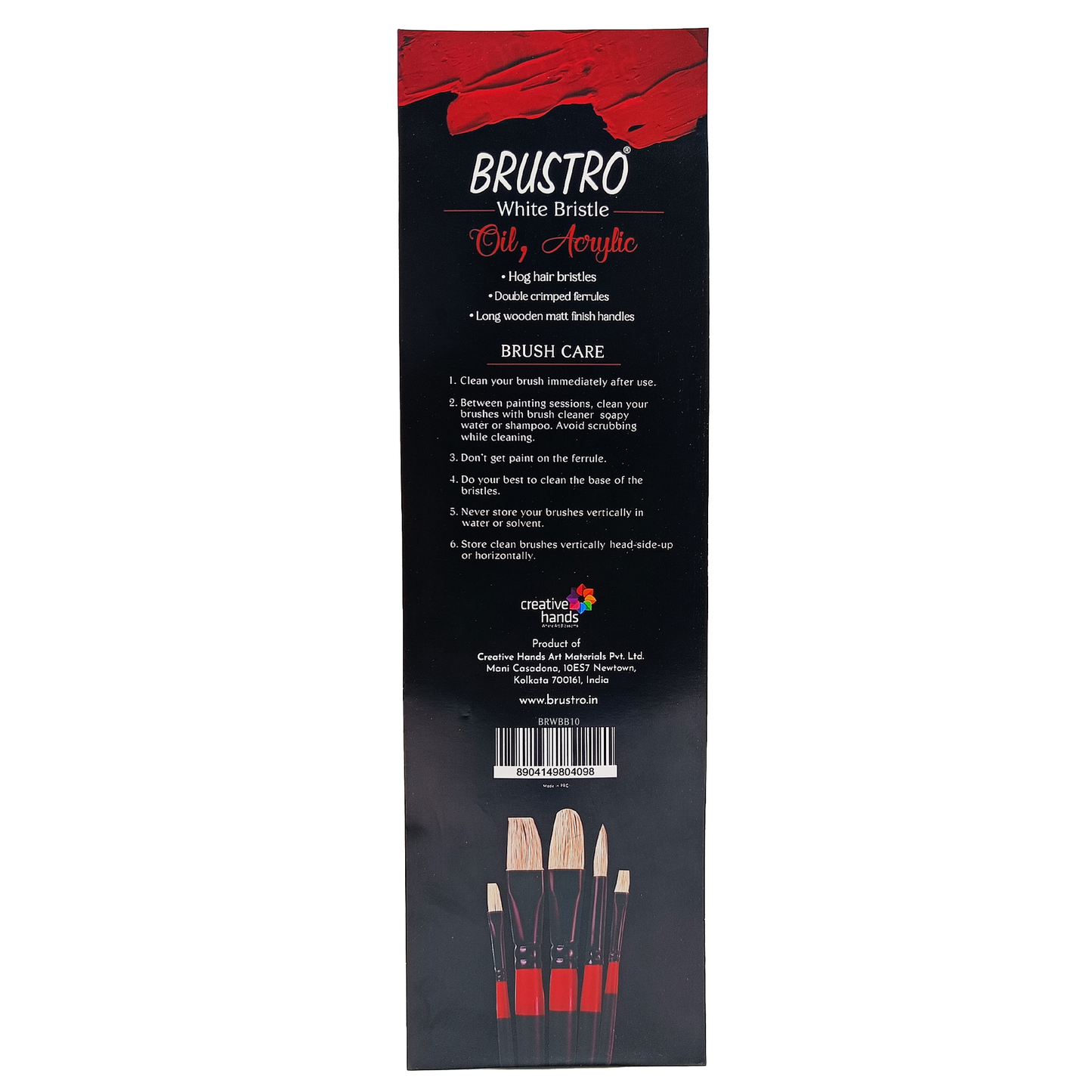 BRUSTRO Artists White Bristle Set of 10 Brushes for Oil and Acrylic