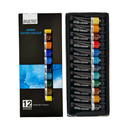 BRUSTRO Artist's Watercolour Paint | Set of 12 Colours X 5ML Tubes
