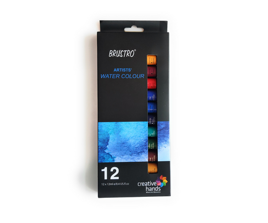 BRUSTRO Artist's Watercolour Paint | Set of 12 Colours X 12ML Tubes