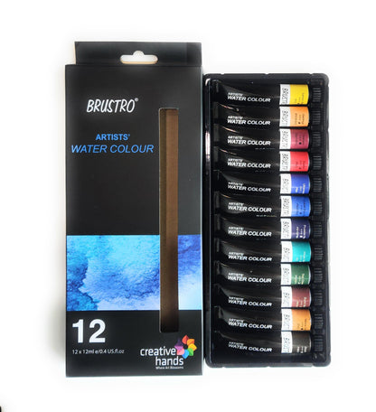 BRUSTRO Artist's Watercolour Paint | Set of 12 Colours X 12ML Tubes