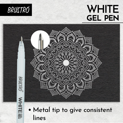 BRUSTRO White Gel Pen | Tip size -1 mm|Pack of 3