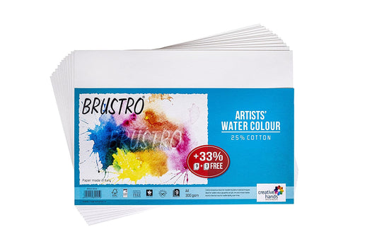 Brustro Artists’ Watercolour paper 100% cotton CP 300 Gsm A2 (5 Sheets)