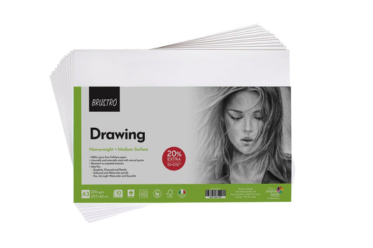 Brustro Artists Drawing Paper 200 GSM A3 (Pack of 10 + 2 Free Sheet)