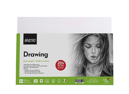 Brustro Artists Drawing Paper 200 GSM A3 (Pack of 10 + 2 Free Sheet)