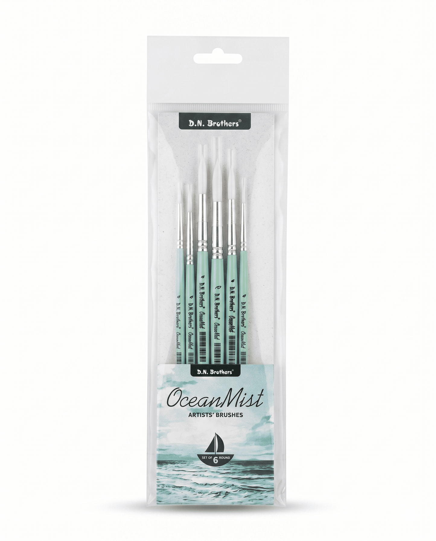 D.N. Brothers OceanMist Artists' Brushes - Round Set of 6 (0,2,4,6,8,10)