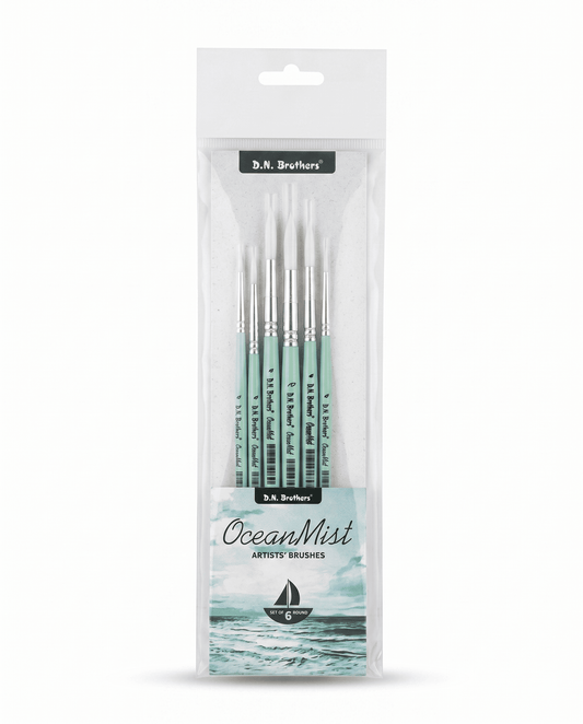 D.N. Brothers OceanMist Artists' Brushes - Round Set of 6 (0,2,4,6,8,10)