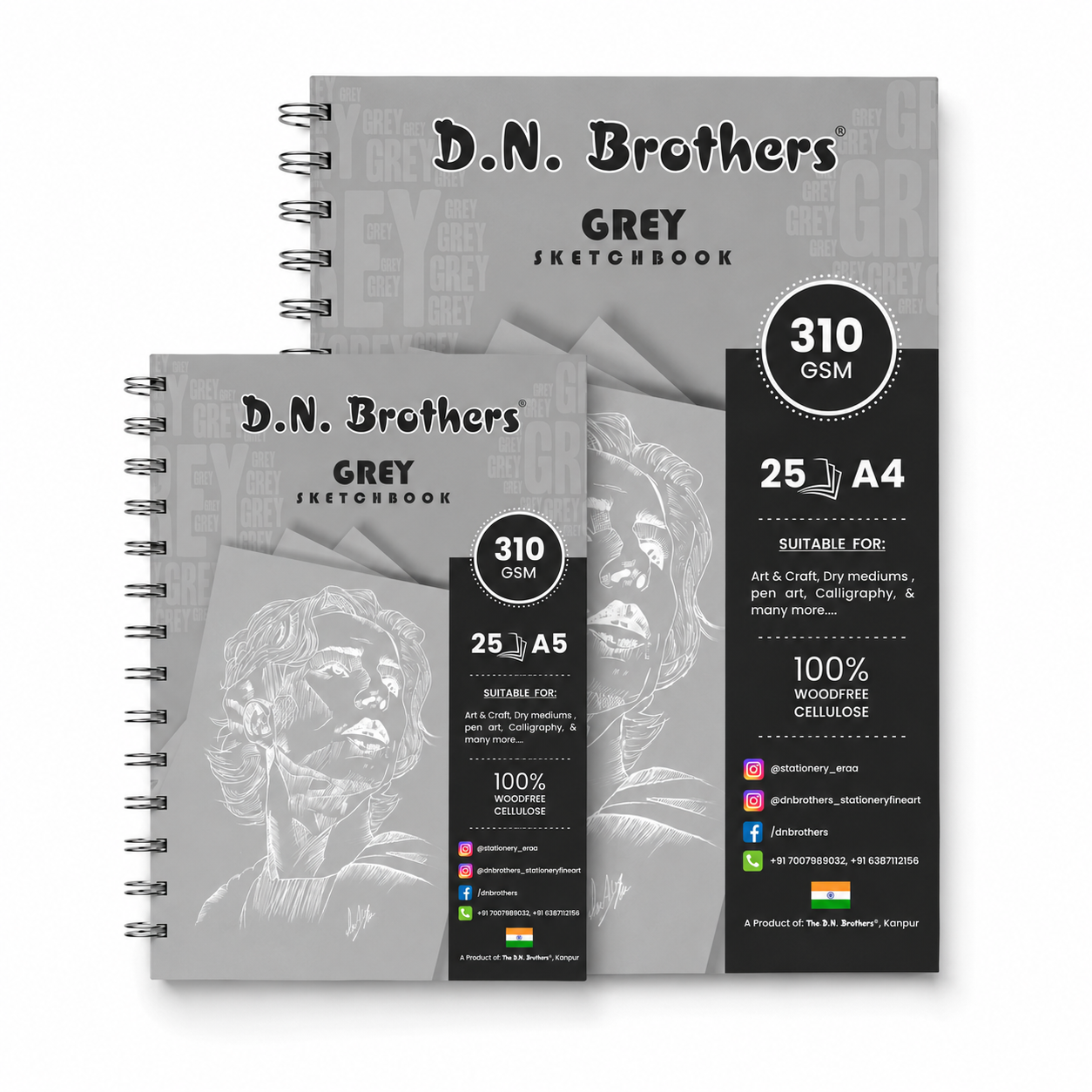 D.N. Brothers Grey Sketchbook - 310 GSM