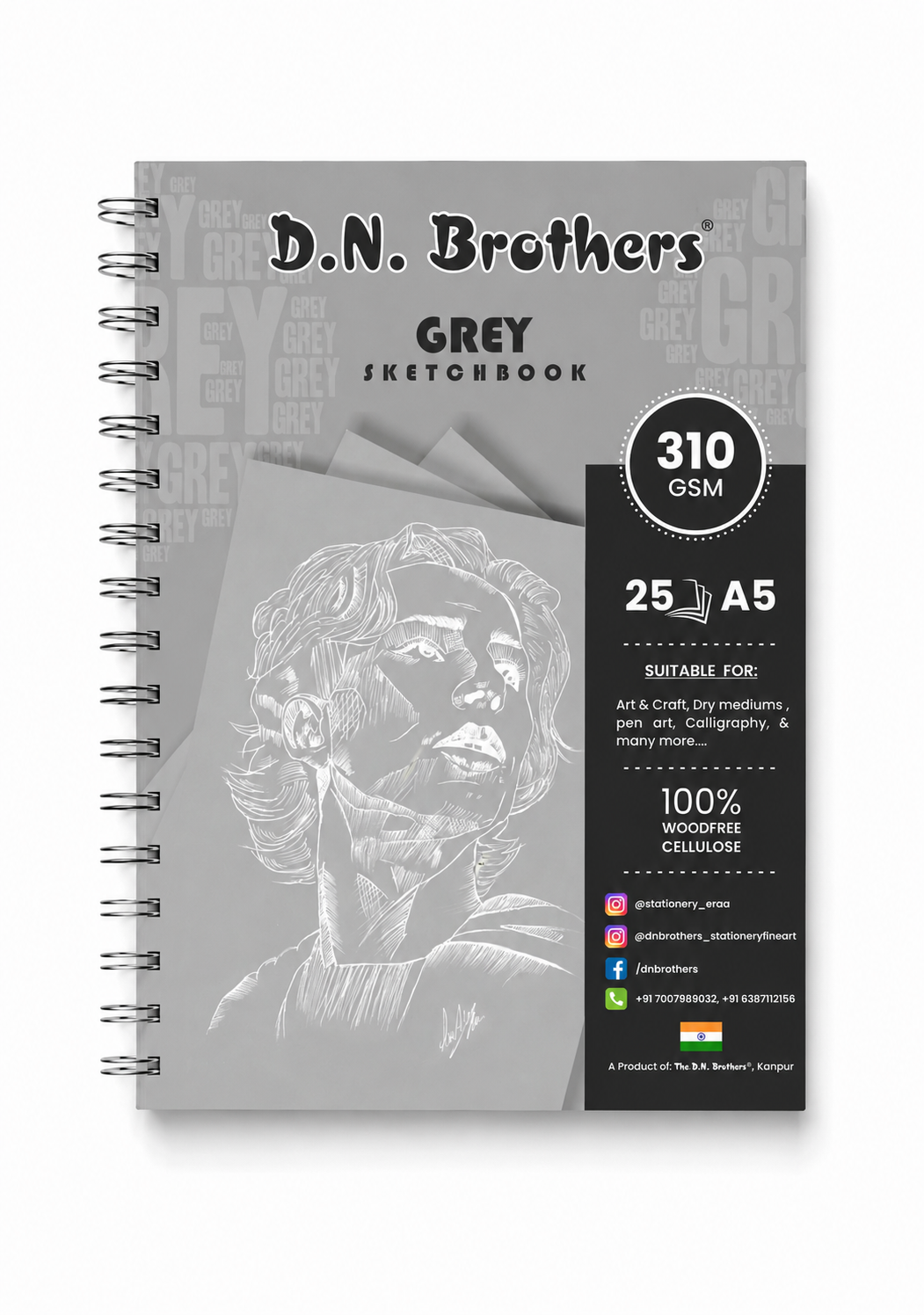 D.N. Brothers Grey Sketchbook - 310 GSM