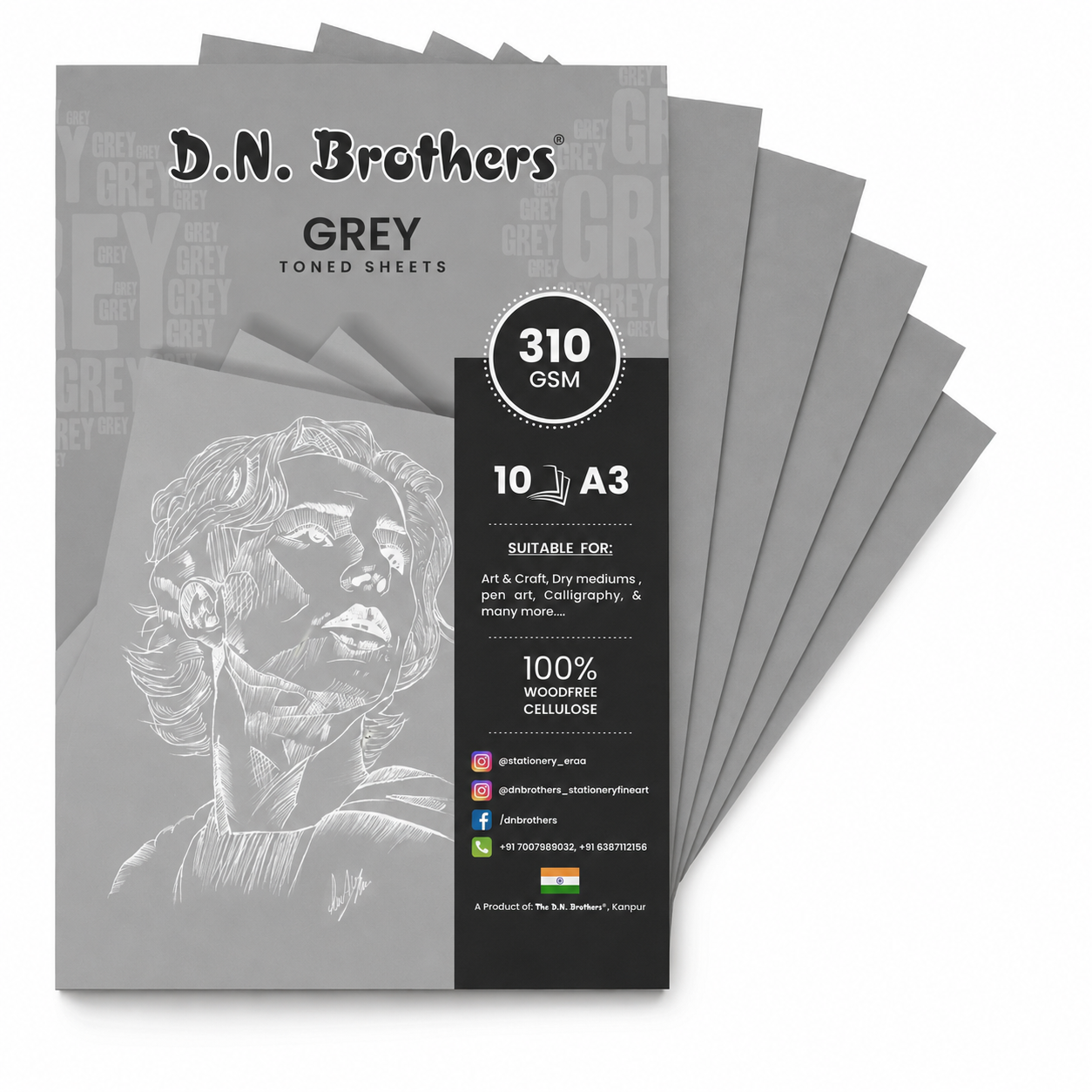 D.N. Brothers Artist's Grey Toned Sheets - 310 GSM