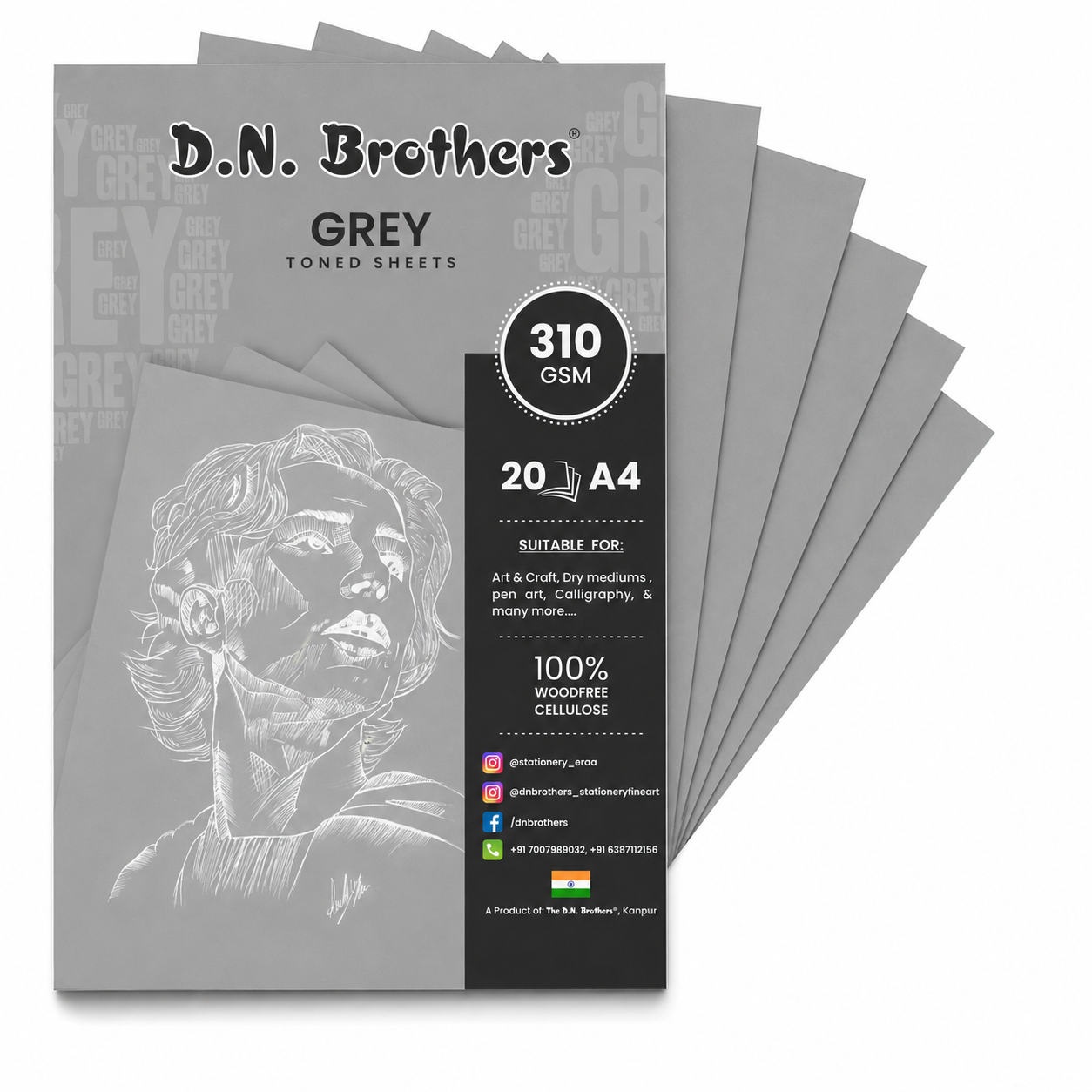 D.N. Brothers Artist's Grey Toned Sheets - 310 GSM