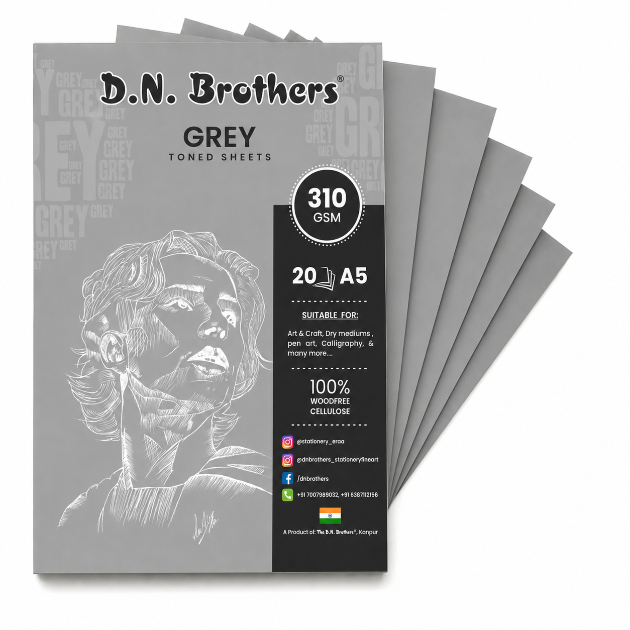 D.N. Brothers Artist's Grey Toned Sheets - 310 GSM