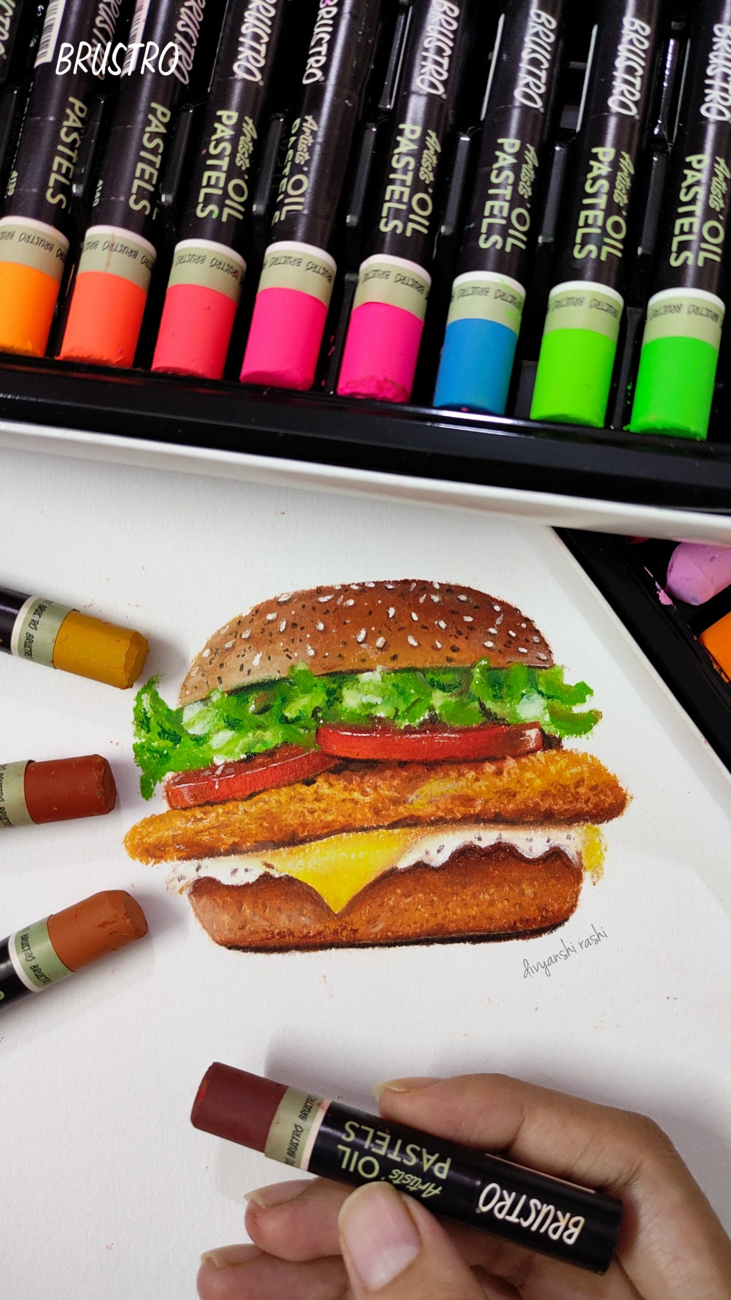 BRUSTRO Artists Oil Pastels | 48 Shades |Intermixing, Bright and Intense Colours