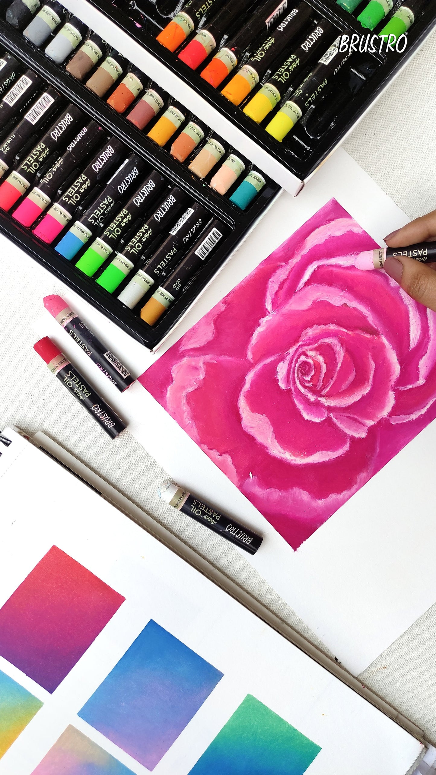 BRUSTRO Artists Oil Pastels | 48 Shades |Intermixing, Bright and Intense Colours