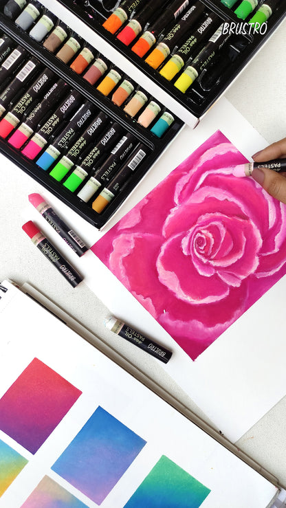 BRUSTRO Artists Oil Pastels | 48 Shades |Intermixing, Bright and Intense Colours