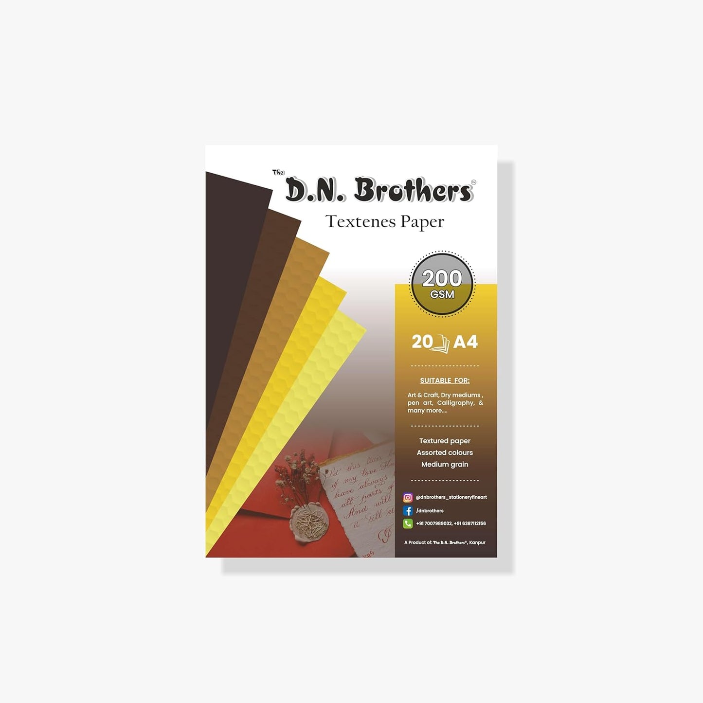 D.N. Brothers Texteens Natural Coloured Drawing Paper Pack - Double Sided, 200 GSM (A3 & A4)