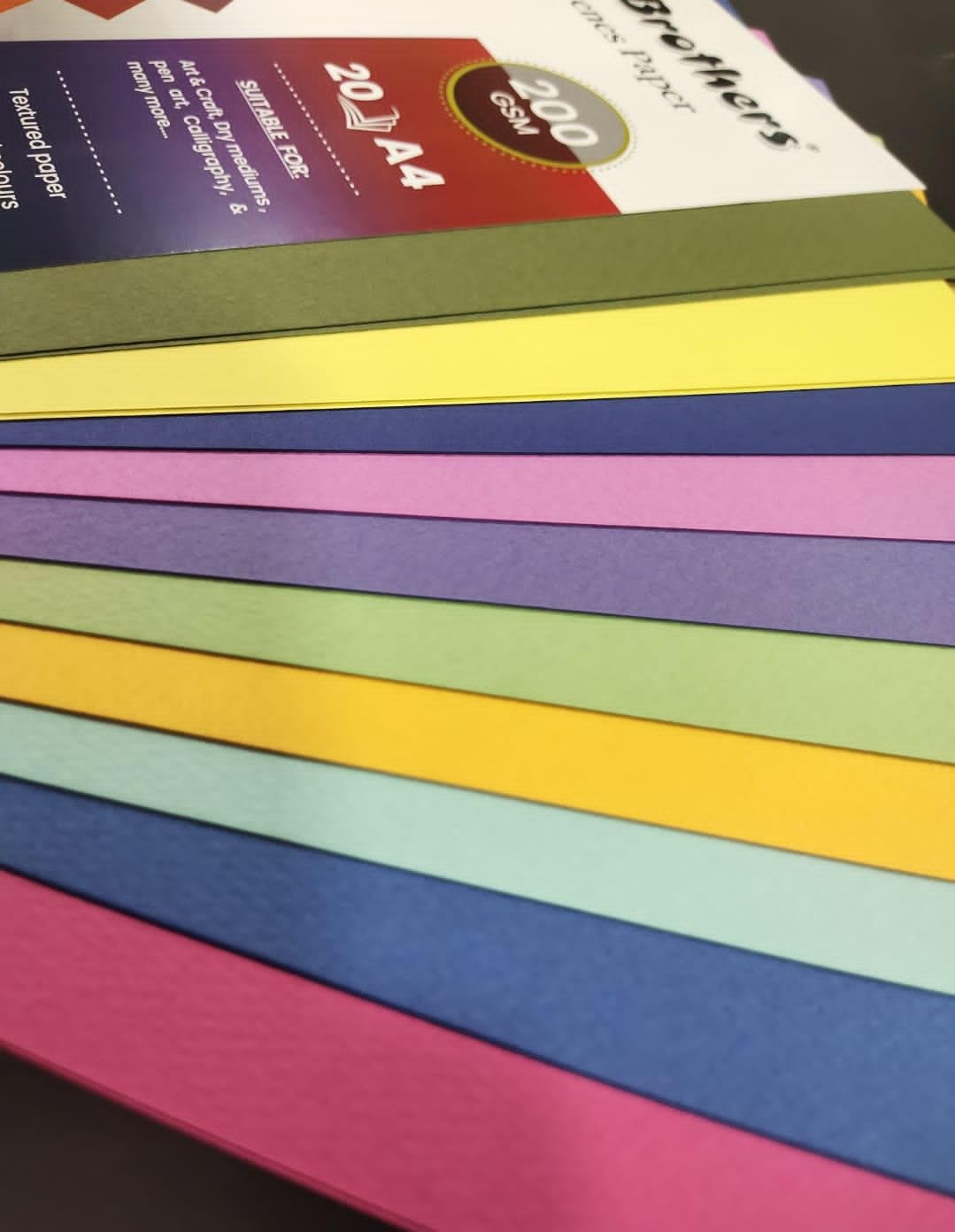 D.N. Brothers Texteens Vibrant Color Drawing Paper - Double Sided, 200 GSM (A3 & A4)