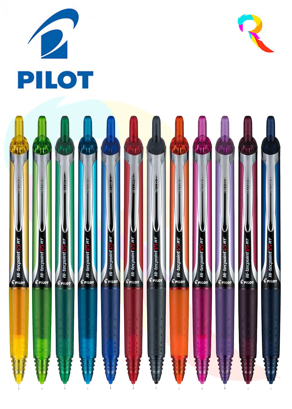 Pilot V5 RT Pen Set of 12 Assorted Shades