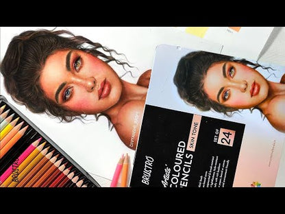 BRUSTRO Artist's Colour Pencil Skin Tone| Set of 24 (in an Elegant tin Box)