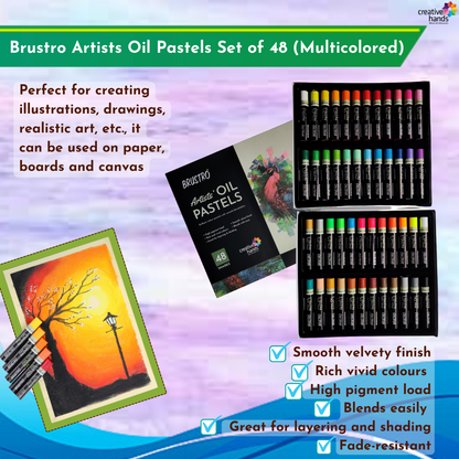 BRUSTRO Artists Oil Pastels | 48 Shades |Intermixing, Bright and Intense Colours